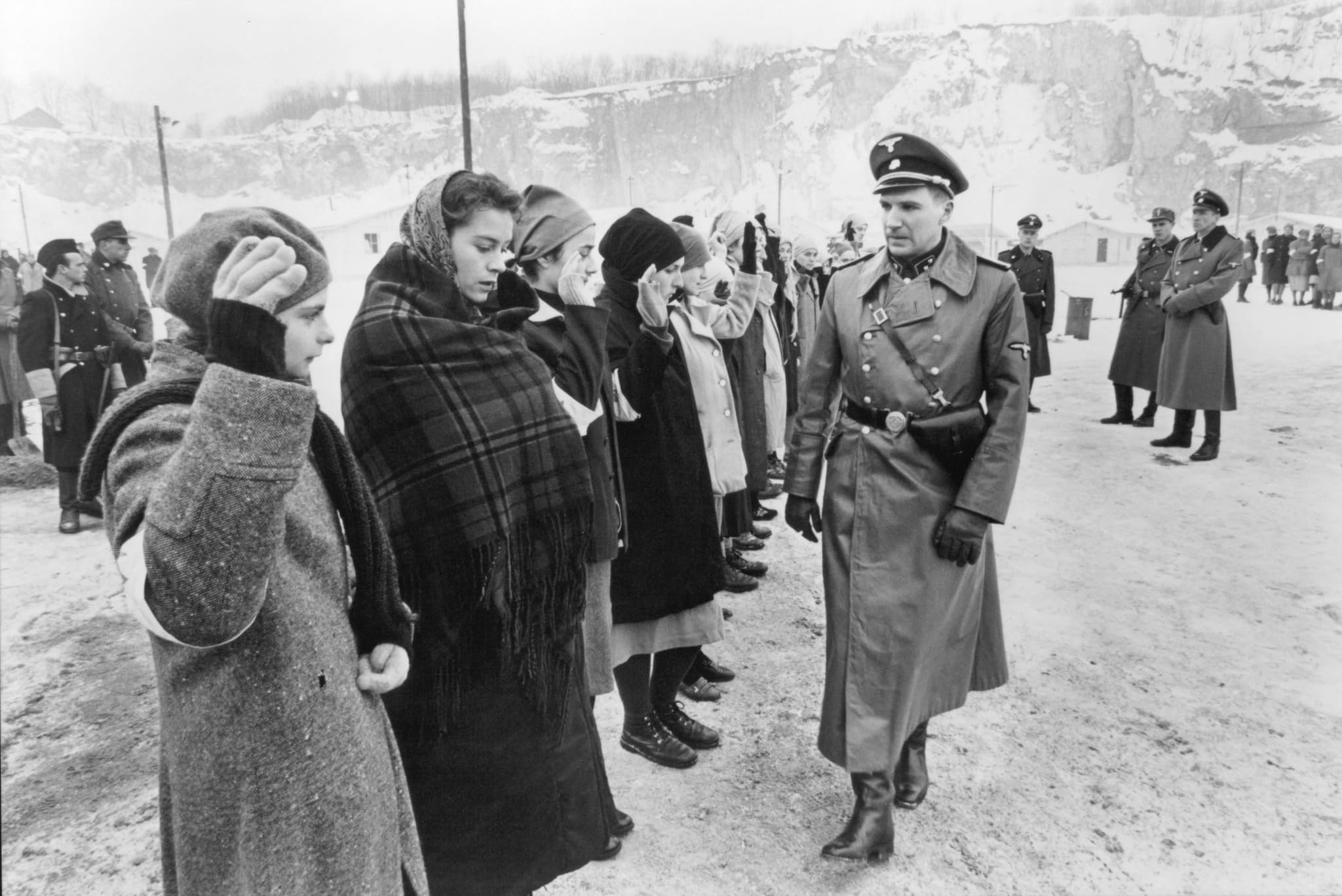 Schindler's List still of Amon Goeth overlooking the Plaszow camp