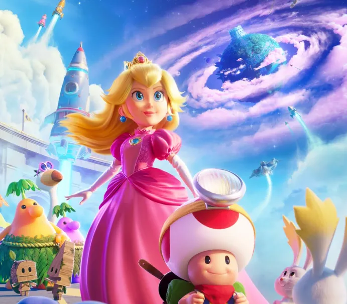 Mario looking out at starry skies from Comet Observatory