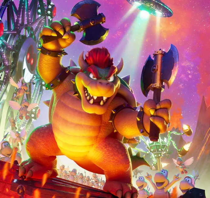Mario running across a honeycomb shaped planetoid