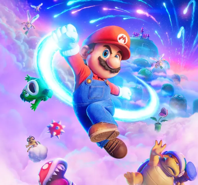 Luigi running in terror in cosmic environment